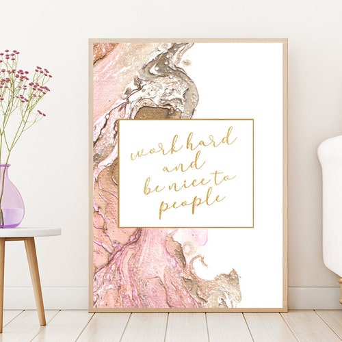 Work Hard & Be Nice to People Large Wall Art Inspirational - Etsy