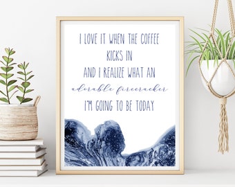 Home office quote - office wall art - motivational quote for office - Girl Boss Quote Wall Art - Blue and White Print