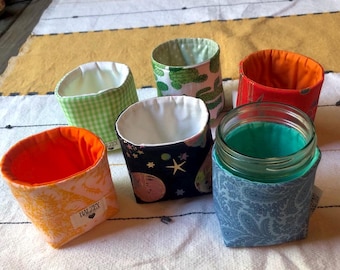 Insulated Mason Jar Cozie/Koozies – Reusable Fabric Sleeves for Pint Jars – Eco-Friendly Drink Holder + Mason jar kit