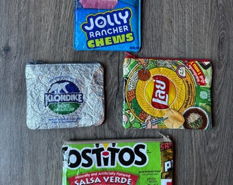 Upcycled Candy/Chip Vinyl Wrapper Pouches| Zipper Pouches