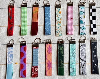 Fabric Keychain Wristlet | Handmade Key Fob | Cotton Wrist Lanyard