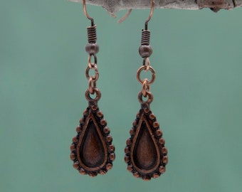 Boucles d'oreilles en cuivre antiques en forme de larme