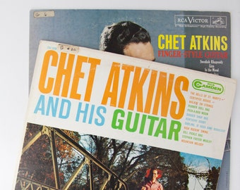 Chet Atkins - 2 albums LP vintage - Chet Atkins and His Guitar (1964) et Finger-Style Guitar (1956) - LP vinyle vintage