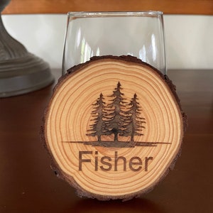 Personalized Tree Slice Coasters Set - Unique Rustic Cabin Housewarming Gift