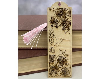 Engraved Hummingbird Bookmark - Engraved Wooden Bookmark - Reader Gift