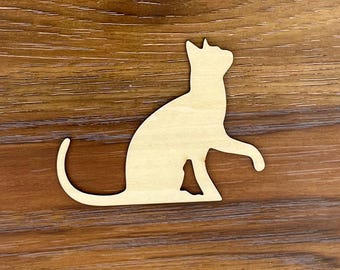 Unfinished Wood Cat Cutout | Laser Cut Shape, DIY Craft Supply