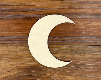 Unfinished Wood Moon Shape | Laser Cut Craft Supply | Wooden Moon | Moon Cutout | Crescent Moon