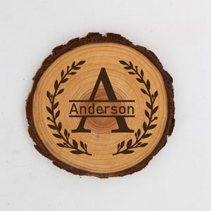 Personalized Wood Coaster Set | Custom Wood Slice Coasters | Name Coasters | Housewarming, Wedding, Anniversary, Birthday, or Christmas Gift