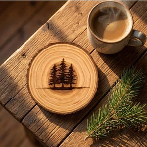 Custom Engraved Tree Coasters - Rustic Wood Slice Set for Home Decor and Cabin Gifts