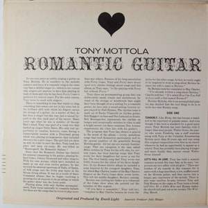 Tony Mottola Guitare Romantique Vinyle vintage LP Command records RS 847 SD Easy Listening, Jazz image 3