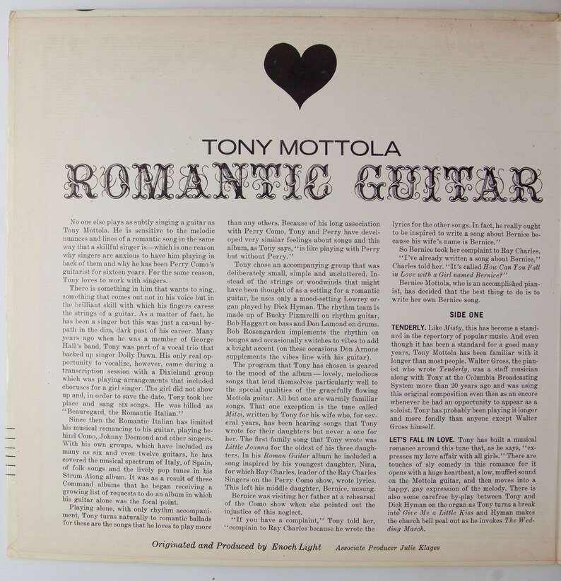 Tony Mottola Guitare Romantique Vinyle vintage LP Command records RS 847 SD Easy Listening, Jazz image 3