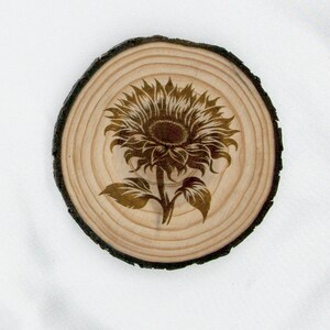 Sunflower Coaster Set | Sunflower Wood Slice Coaster | Housewarming Gift | Flower Coaster | Wedding, Engagement, Anniversary, Birthday Gift