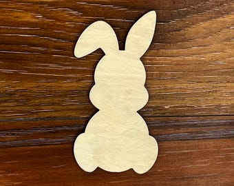 Bunny | Unfinished Laser Cut Wood Shape - 1/8" thick | Bunny Cutout | Wooden Bunny Cutout | Wooden Rabbit Cutout | Easter Bunny
