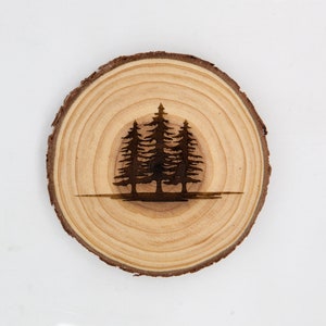 Custom Engraved Tree Coasters - Rustic Wood Slice Set for Home Decor and Cabin Gifts