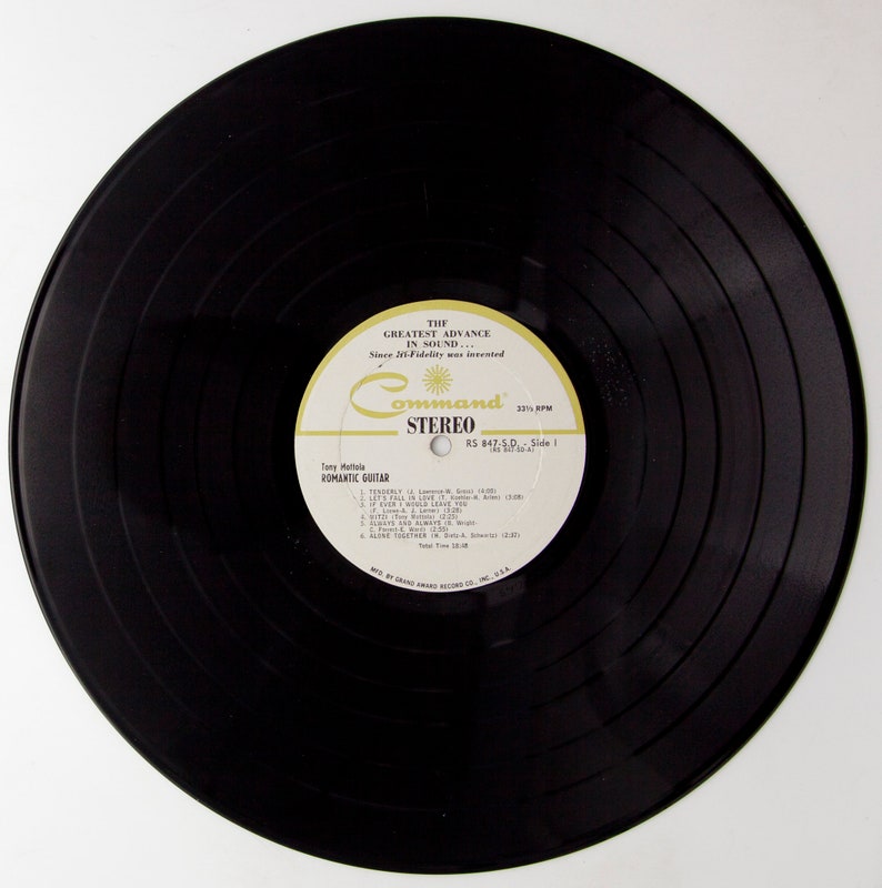 Tony Mottola Guitare Romantique Vinyle vintage LP Command records RS 847 SD Easy Listening, Jazz image 5