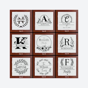 Personalized, Laser-Engraved Ceramic Coaster Set (4 coasters), 9 Styles - Custom Wedding Gift, Housewarming, Christmas, or Anniversary Gift