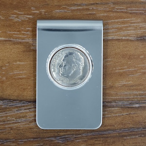 Personalized Money Clip | Custom Date Dime Money Clip | Mens Money Clip | Coin Money Clip