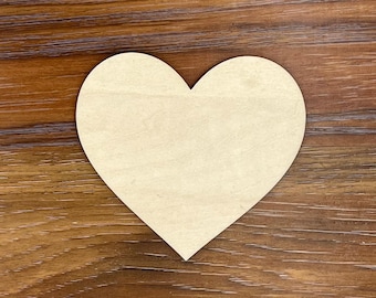 Heart | Unfinished Laser Cut Wood Shape - 1/8" Thick | Wooden Heart | Heart Cutout | Heart Cut Out