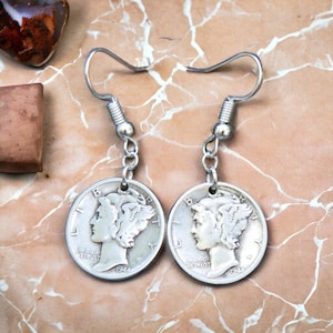 Mercury Dime Earrings | Coin Earrings | Dime Earrings | Mercury Dime | Ear Ring | Earring Gift | Earring Cartilage | Ear Rings | Minimalist