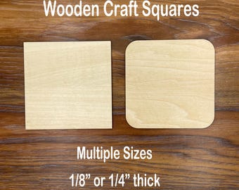 Unfinished Wooden Squares Laser Cut Wood Blanks for Crafts | DIY Shape Cutouts