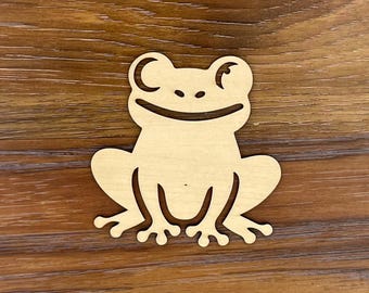 Frog | Unfinished Laser Cut Wood Shape - 1/8" Thick | Frog Cutout | Wood Frog | Wooden Frog | Wood Cutout Shape