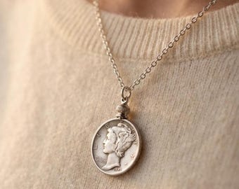 Custom Date Dime Necklace | Personalized Birth Year Coin Jewelry | Birthday Gift for Mom Wife