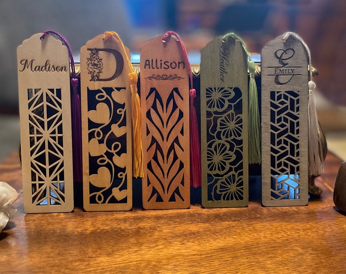 Custom Wood Bookmark With Tassel Personalized Wooden Bookmark Engraved ...