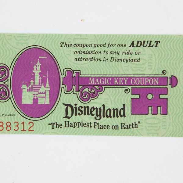 1975/76 Disneyland Adult Magic Key Coupon - Disneyland logo in handle of the key