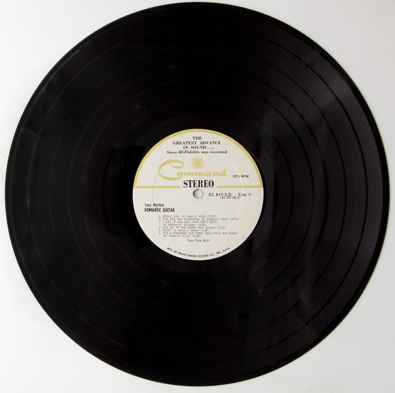 Tony Mottola Romantic Guitar Vintage Vinyl LP Command records RS 847 SD Easy Listening, Jazz afbeelding 7