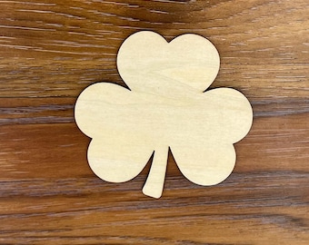 Shamrock |Unfinished Laser Cut Wood Shape - 1/8" thick | Lucky Clover | Irish Clover | Wooden Clover | St Patrick's Day