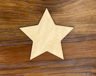 Wooden Star | Star Cutout | Multiple Sizes | Laser Cut Unfinished Wood | Wood Star | Star | Wood Cutout Shapes