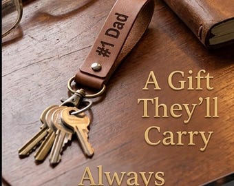 Personalized Leather Belt Loop Keyring – Engraved Leather Keyring, Custom Key Holder for Men, Outdoor Key Clip, Gift for Him, Dad Gift