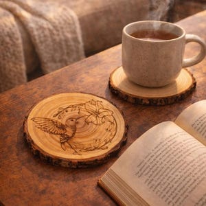 Hummingbird Coaster Set | Hummingbird Wood Slice Coaster | Housewarming Gift | Bird Lover Gift | Anniversary Gift | Birthday Gift