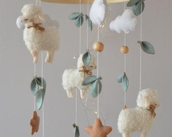 Sheep baby mobile. Baby mobile boy.  Neutral baby mobile. Baby mobile girl. Baby shower gift.