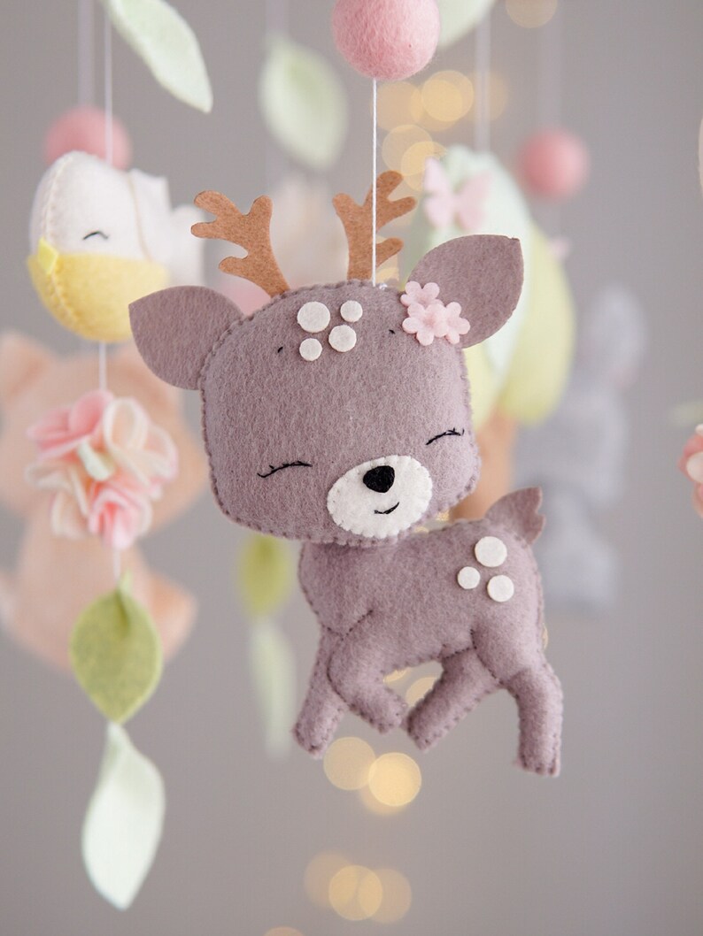 Woodland Animals Baby Mobile Girl. Nursery Crib Decor. Baby Etsy
