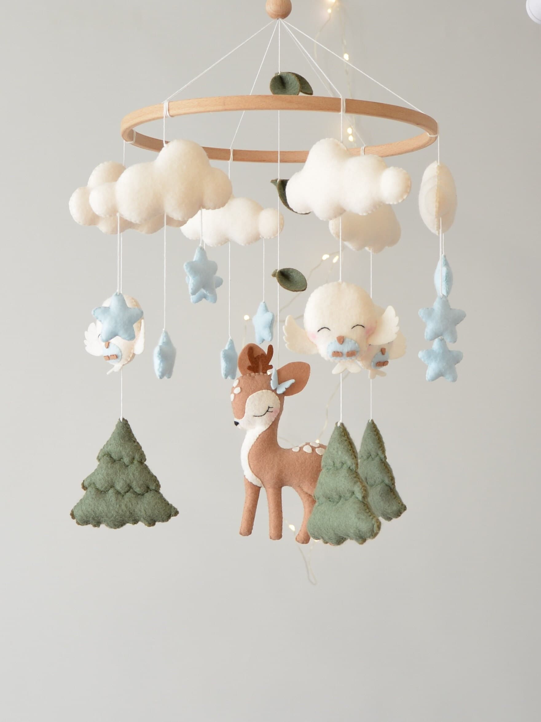 Woodland Baby Mobile Deer, Birds & Trees, Felt Nursery Decor