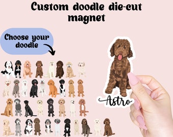 Personalized Doodle Die-Cut Magnet, Labradoodle Dog Mom Magnet, Custom Dog Dad Gift, Custom Dog Dad Magnet, Customizable Dog Mama Gift