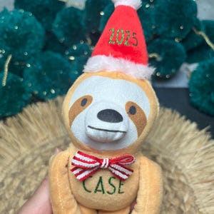 Personalized Sloth christmas Plushie Stocking Stuffer Sloth Ornament Sloth Stuffed Sloth Custom Sloth Gift Holiday Sloth Present Cute Sloth