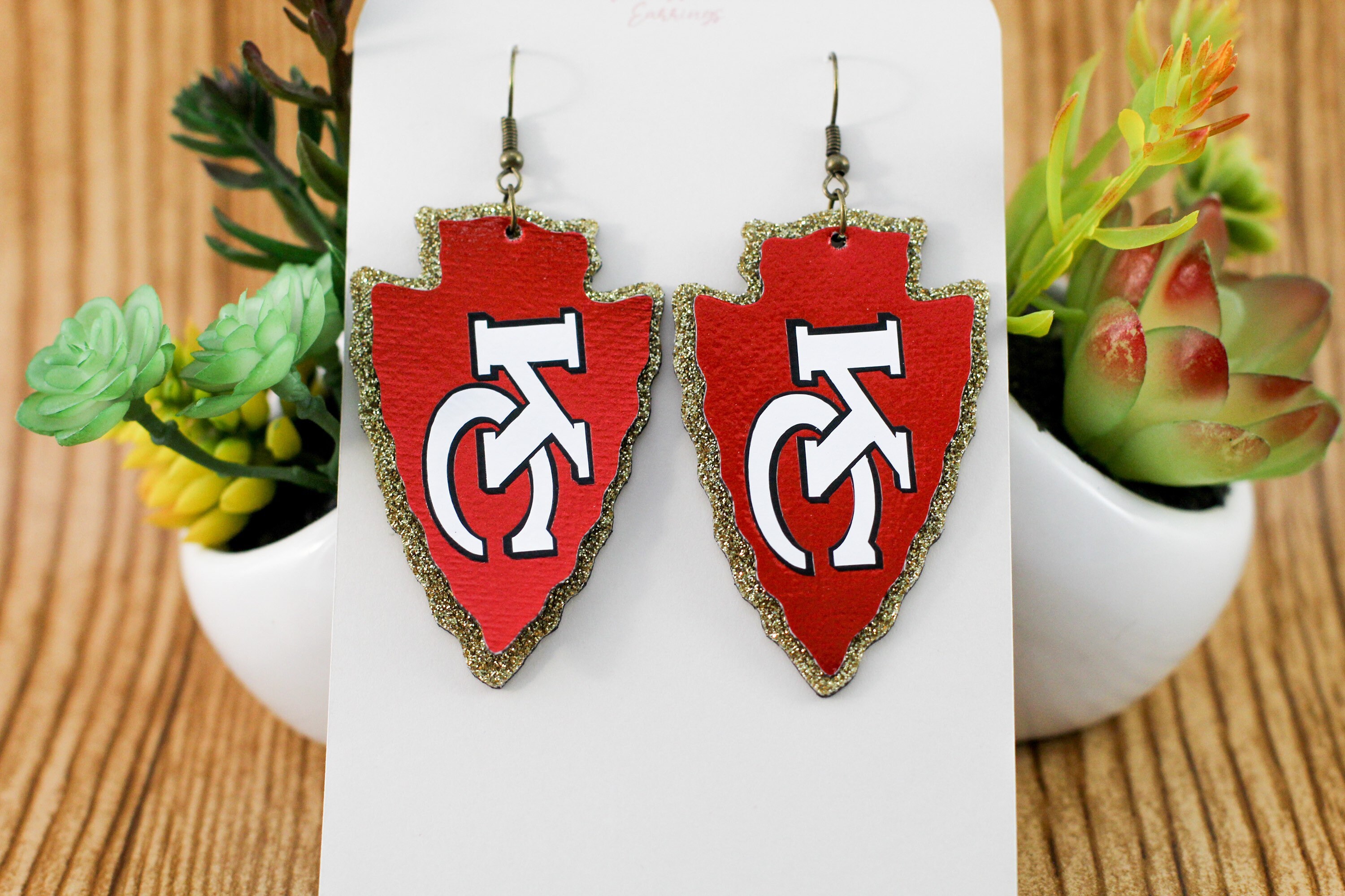 Chiefs earrings Kansas City Chiefs Earrings KC Chiefs faux | Etsy