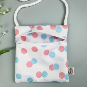 Brustbeuteltasche mit Punkte rosa blau | Kinderportemonnaie Mädchen Sommer | Geschenke Kinder Portemonnaie | Lieferung Schweiz Deutschland
