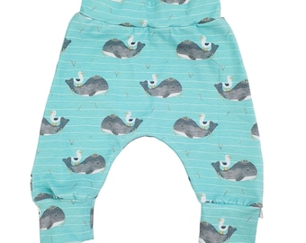 Baby Leggings Walfisch Gr. 56 - 128 | Slim Harempants Junge | Kinderleggings | Leggings lang Baby Kinder | Lieferung Schweiz Deutschland