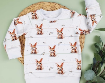 Sweater Gr. 56-134 Hase | Pullover für Baby und Kinder | Langarmshirt mit Hasen für Jungen und Mädchen | Lieferung Schweiz