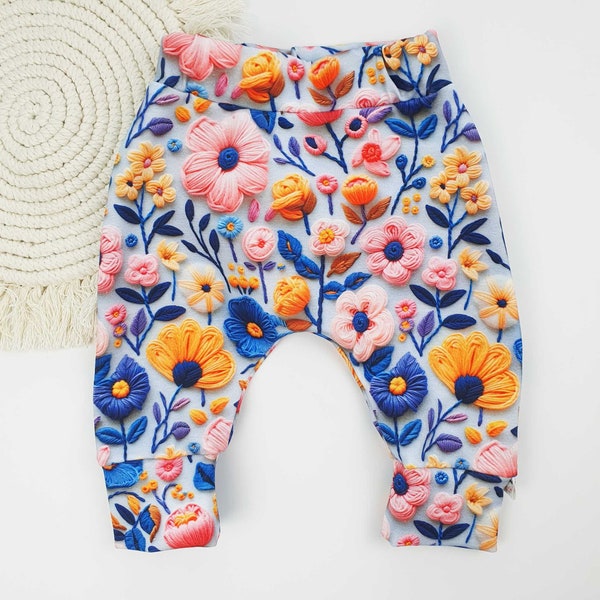 Baby Leggings Blumen Gr. 56 - 128 | Slim Harempants Mädchen | Kinderleggings | Leggings lang Baby Kinder | Lieferung Schweiz Deutschland