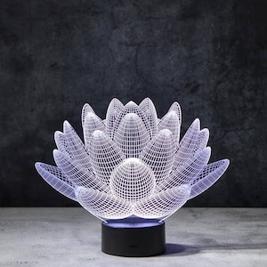 Lotus Vector Acrylic Lamp SVG Laser Cut File for Illusion transparent Lamp