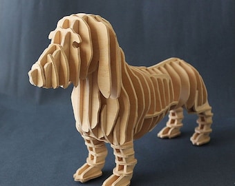 3D-puzzel hond lasergesneden bestand: CNC SVG (3 mm)