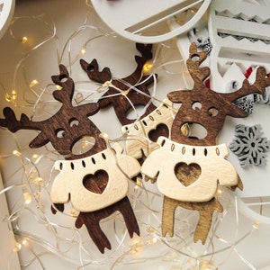 Santa Claus's Reindeer Laser Cut SVG File DXF for laser cutting / Christmas ornament deer laser cutting