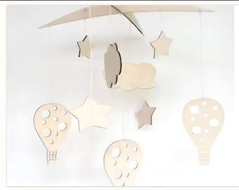 Archivo SVG de móvil para cuna: Decoración infantil cortada a láser (descarga digital)