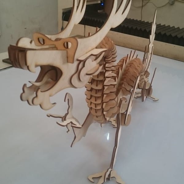 Dragon 3D Laser Cut Wooden Puzzle Dragon SVG