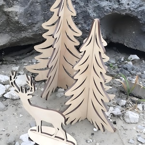 Christmas Standing Tree and Deer Laser Cutting Files / Christmas Decor Laser Cut SVG DXF ai pdf cdr