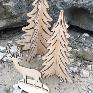 Kerst staande boom en herten lasersnijden bestanden/kerst decor laser gesneden SVG DXF ai pdf cdr